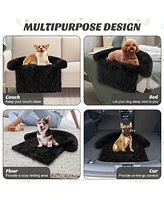 Costway Plush Calming Dog Couch Bed with Anti-Slip Bottom Plush Mat for Dogs & Cats