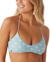 O-Neill Juniors' Saltwater Essentials Printed Cross-Back Bikini Top