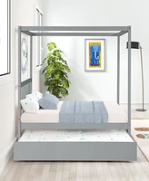 Slickblue Full Size Canopy Bed with Twin Trundle for Stylish Sleep Solutions