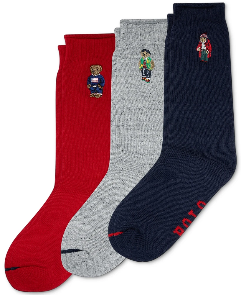 Polo Ralph Lauren Men's 3-Pk. Assorted Polo Bears Crew Socks