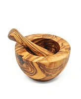 BeldiNest Olive Wood Flat Edge Pestle and Mortar