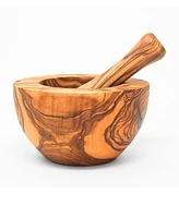 BeldiNest Olive Wood Flat Edge Pestle and Mortar