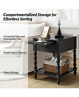 Hulala Home Eteria Traditional 26" Tall End Table with Soild Wood