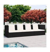 vidaXL Patio Bed with Cushion & Pillows Poly Rattan Black