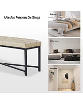 Hulala Home Eberhard Modern Upholstered Flip Top Storage Bench with Button-Tufted