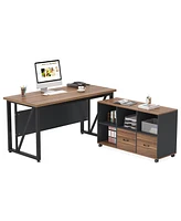 Tribesigns 55-Inch Executive Computer Desk with 43