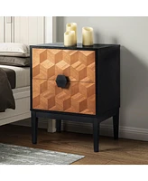 Hulala Home Modern Apakah 25" Tall 2-Drawer Nightstand