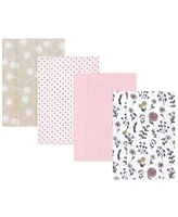 Hudson Baby Infant Girl Cotton Flannel Burp Cloths, Dandelion Wish, One Size