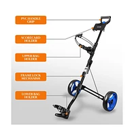 SereneLife Foldable 2-Wheel Golf Push Cart, Aluminum Pull Cart