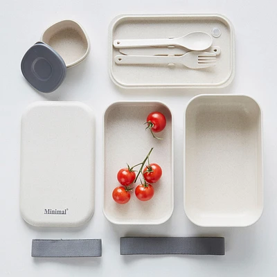 Minimal Natural Fiber Bento Box - Dual - Set of 2