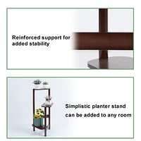 Unho 3 Tier Bamboo Wood Tall Corner Plant Rack Garden Flower Pot Holder for Balcony