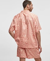 Mode of One Men's Distorted Wave Short-Sleeve Button-Front Camp Shirt, Exclusively at Macy's