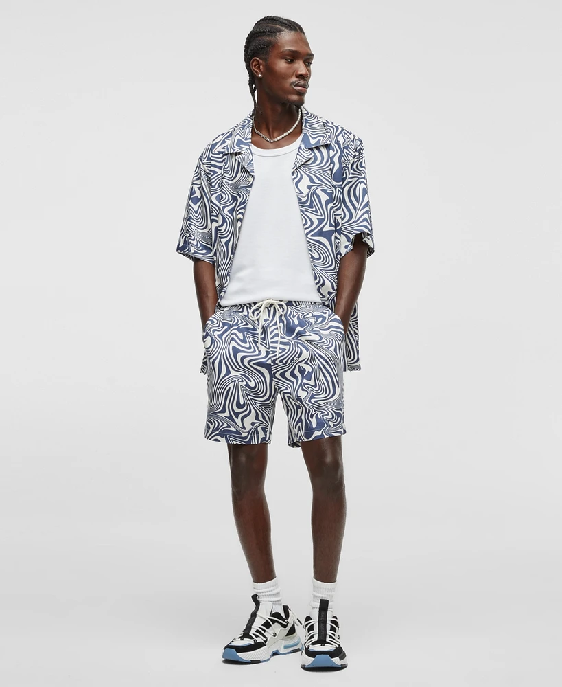 Mode of One Men's Distorted Wave Relaxed-Fit Shorts, Exclusively at Macy's