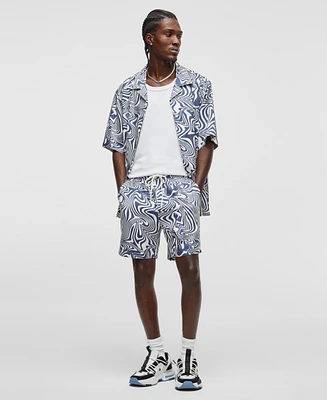 Mode of One Men's Distorted Wave Relaxed-Fit Shorts, Exclusively at Macy's