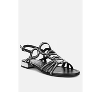 London Rag Jisters Cut Out Detail Rhinestone Flat Sandals