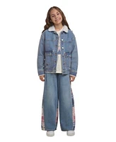 Levis Big Girls Sherpa Collar Denim Jacket Peace Sign T Shirt Printed Insets High Rise Baggy Jeans