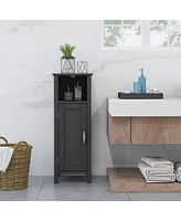Gymax Bathroom Storage Organizer Narrow Floor Cabinet w/ 2-Tier Open Compartment