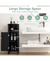 Gymax Bathroom Storage Organizer Narrow Floor Cabinet w/ 2-Tier Open Compartment