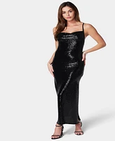 Bebe Women's Spaghetti Gown Long Slim Maxi Dress