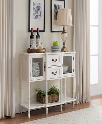 Kings Brand Furniture Pennington Cream White Console Table With Glass Doors