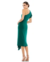 Mac Duggal Women's One Shoulder Midi Length Jersey Dress