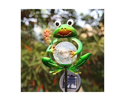 gaomon Frog Solar Lights Outdoor Garden Decorative, Solar Frog Outdoor Decor for Garden, Auto On/Off Solar Powered Stake Lights for Christmas Pathway