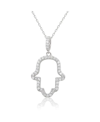 Suzy Levian New York Suzy Levian Sterling Silver White Cubic Zirconia Hamsa Hand Pendant