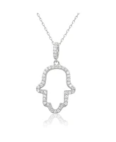 Suzy Levian New York Suzy Levian Sterling Silver White Cubic Zirconia Hamsa Hand Pendant