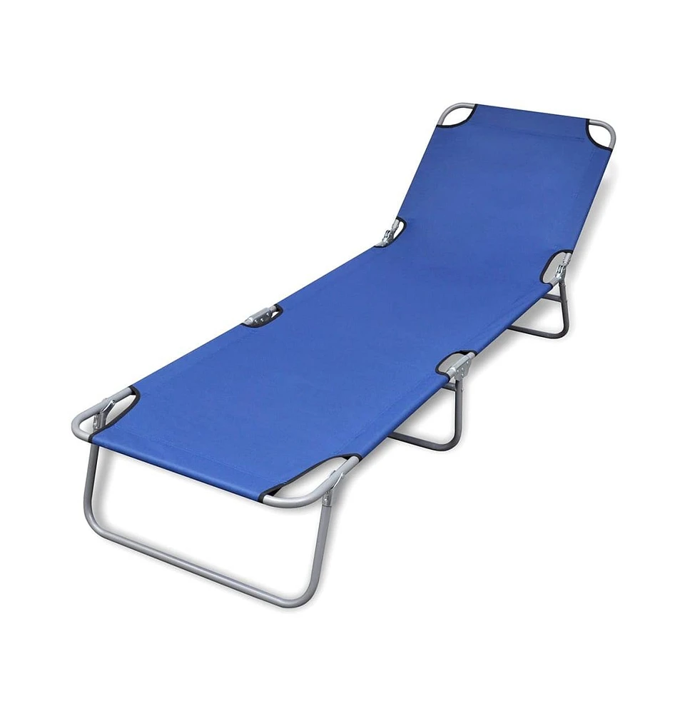 vidaXL Folding Sun Lounger Powder-coated Steel Blue