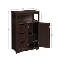 Yaheetech Freestanding Multiple Tiers Bathroom Floor Cabinet Storage Organizer