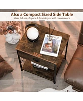 Gymax 2-tier Nightstand Bedside End Sofa Coffee Table for Bedroom Living Room
