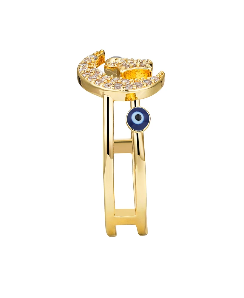 Unwritten Cubic Zirconia Evil Eye Moon Star Bypass Ring