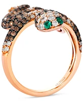 Le Vian Ombre Chocolate Ombre Diamond (2 ct. t.w.) & Costa Smeralda Emeralds (1/20 ct. t.w.) Snake Ring in 14k Rose Gold