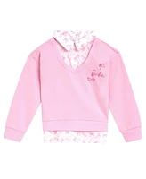 Barbie Little Girls 2fer Drop Shoulder Fleece Sweatshirt and Leggings Outfit Set