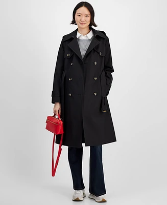 London Fog Women's Belted Hooded Trench Coat