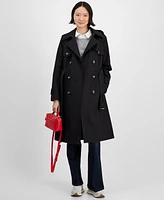 London Fog Women's Belted Hooded Trench Coat