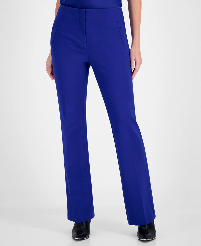 Bar Iii Women's Compressor Fly-Front Flare-Leg Pants, Created for Macy's