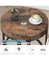 Tribesigns Modern Round End Table Set of Two with Thick Wood Top, 20”Sofa Side Table Coffee Table with Unique Black O