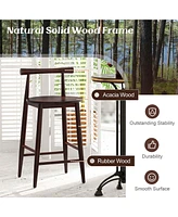 Costway Bar Chair Counter Height Stools Set of with Acacia Wood Frame Supporting Legs