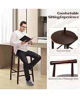 Costway Bar Chair Counter Height Stools Set of with Acacia Wood Frame Supporting Legs