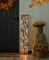 Glitzhome 42"H Fall Lighted Maple Leaves Wooden Porch Sign with Timer