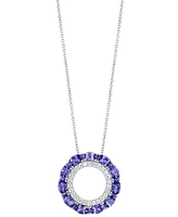 Effy Tanzanite (2-5/8 ct. t.w.) & Diamond (1/3 ct. t.w.) Circle Pendant 18"Necklace in 14k White Gold