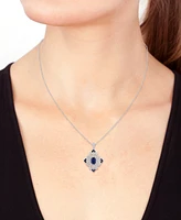 Effy Sapphire (1-1/6 ct. t.w.) & Diamond (1/3 ct. t.w.) Filigree 18" Pendant Necklace in Sterling Silver