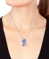 Effy Tanzanite (3 ct. t.w.) & Diamond (1/10 ct. t.w.) Flower 18" Pendant Necklace in 14k White Gold