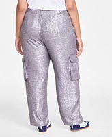 On 34th Trendy Plus Size Sequin Straight-Leg Cargo Pants, Exclusively at Macy's