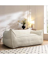 Maison Boucle Upholstered Teddy Fabric Bean Bag Loveseat Sofa-Maison