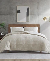 Kenneth Cole New York Serenity Wavy Lines Beige Embossed Duvet Cover Sets