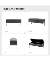 Hulala Home Upholstered Modern Flip Top Storage Bench with Metal Legs