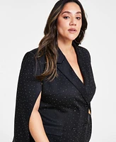 Nina Parker Trendy Plus Size Studded Cape Blazer