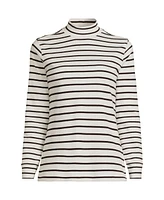 Lands' End Women's Tall Relaxed Cotton Long Sleeve Mock Turtleneck